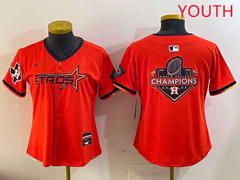 Youth Houston Astros Blank Orange Three generations Joint Name 2025 Nike MLB Jersey style 22->youth mlb jersey->Youth Jersey